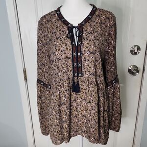 Alchemy Thread Boho Chic Floral Long Sleeve Blouse